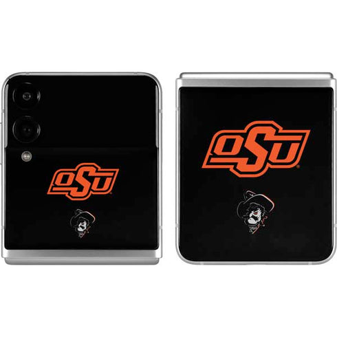 Oklahoma State University OSU on Black Galaxy Z Flip4 5G Skin